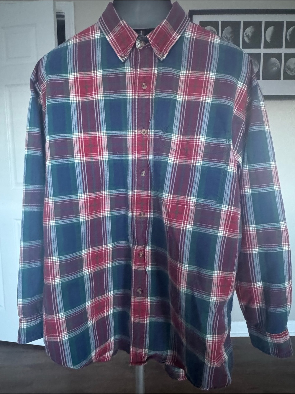 Halifax Classic Men's Plaid Button-Down Shirt - Red & Blue